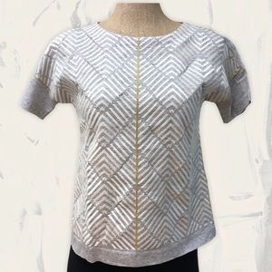 J. Crew Gray and Gold Short Sleeve Tee